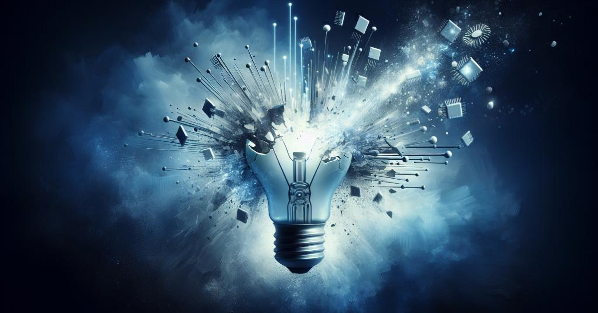 Foco explotando representa empresas disruptivas e innovación empresarial