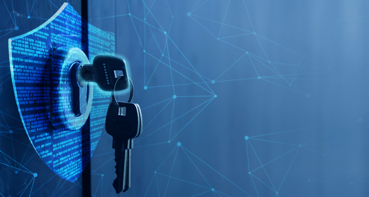 Llaves en escudo digital simbolizan blockchain contra corrupción