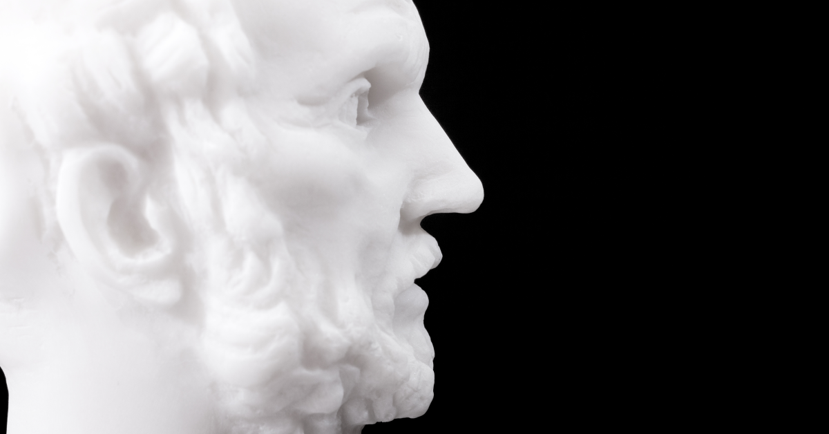 Busto de Demócrito esculpido en mármol