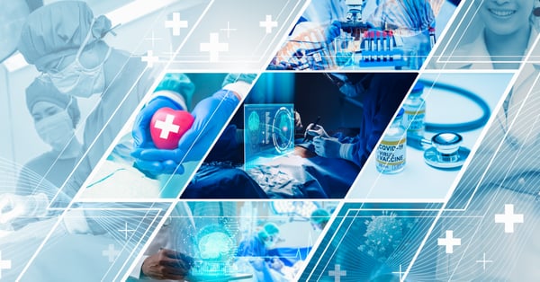 Collage de imágenes médicas con concepto de inteligencia artificial
