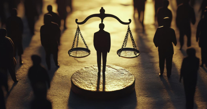 Balanza ante figuras representa defensa de derechos humanos