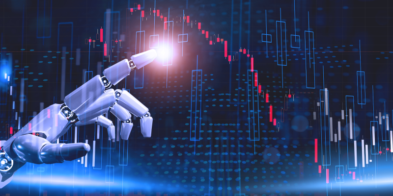 AI hand pointing to economics graph