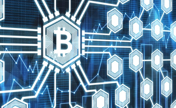 Símbolo de blockchain contra corrupción