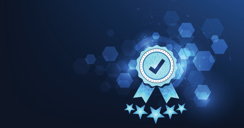 Símbolo de certificación financiera internacional de calidad