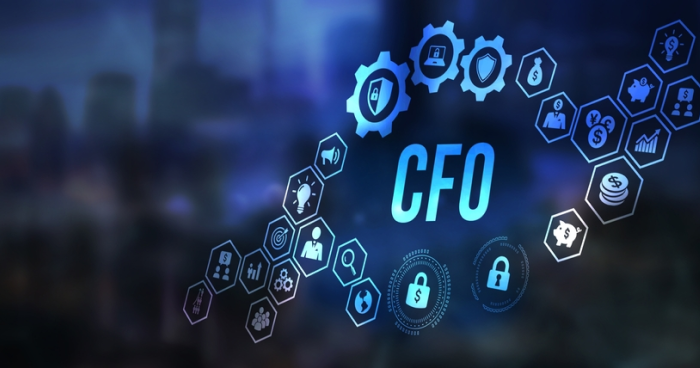 Siglas de CFO con íconos de finanzas