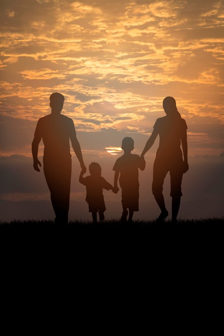 full-shot-family-members-silhouettes-outdoors