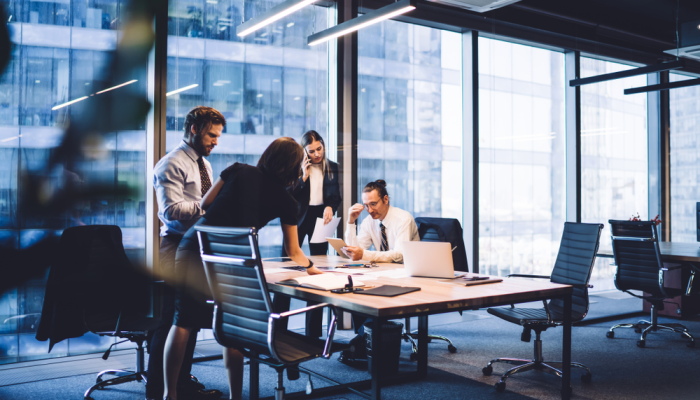 Gerente de finanzas trabajando con equipo