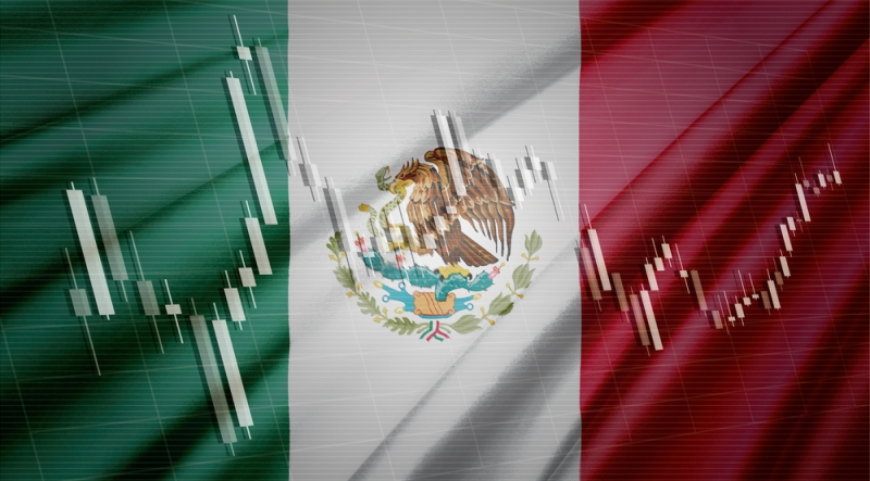 Bandera de México con métricas e indicadores cuantificables