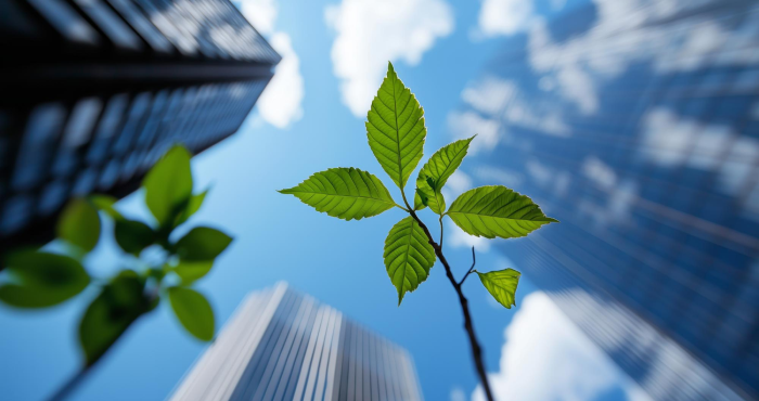 Hojas de planta, sustentabilidad como parte de innovación empresarial