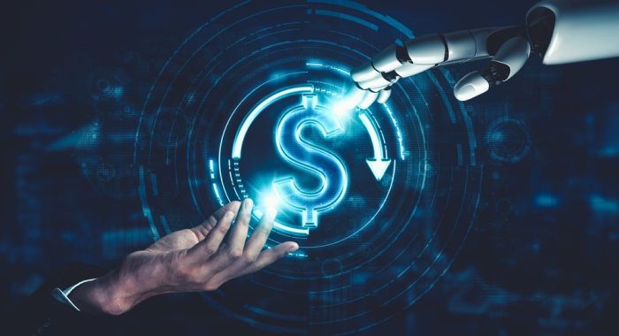 IA ayuda a persona a realizar transacción financiera